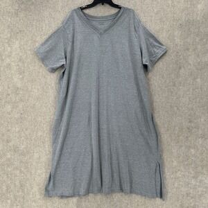 CW‎ Classics Maxi Dress Gray V Neck Short Sleeve Cotton Comfort Pockets 3X